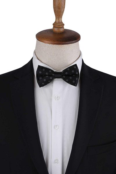 La Pescara Black Flower Pattern Bow Tie P1979