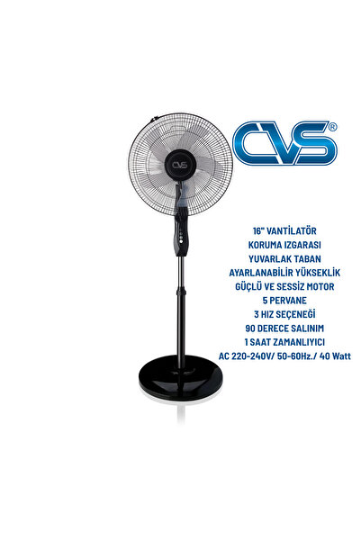 CVS Dn 91018 Zaman Ayarlı Yuvarlak Ayaklı 16'' Vantilatör