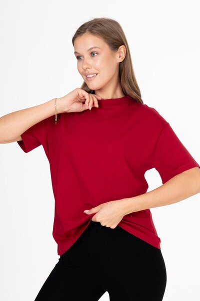 Tight Lady Tricou tricotat cu guler ridicat pentru femei, 100% bumbac organic...