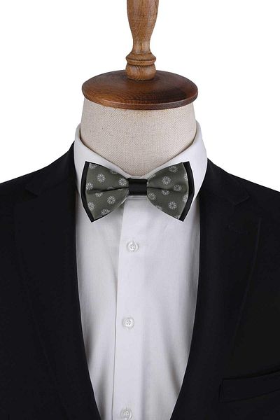 La Pescara Green Motif Pattern Bow Tie P1968