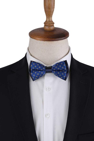La Pescara Blue Small Pattern Bow Tie P1981