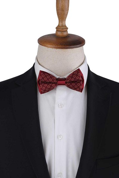 La Pescara Burgundy Polka Dot Pattern Bow Tie P1976