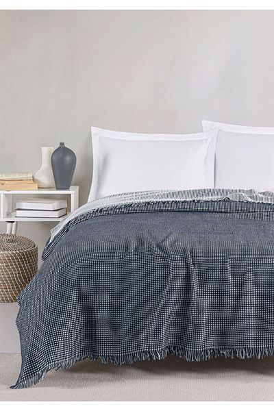 Eponj Home Navy Blue Pique Cover Double Waffle