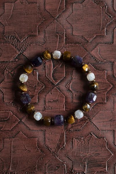 Saff Doğal Taş Certified Natural Stone Amethyst, Tiger Eye & Citrine Bracelet – Saff Natural Stone