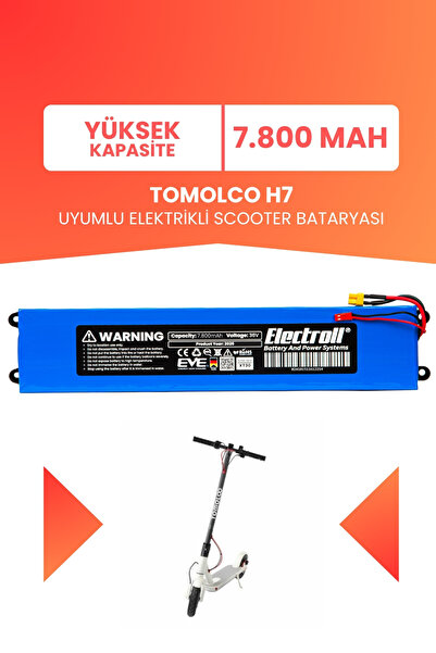 ELECTROLL Tomolco H7 Uyumlu Batarya (YÜKSEK KAPASİTE) 36v 7.8ah Elektrikli Sc...