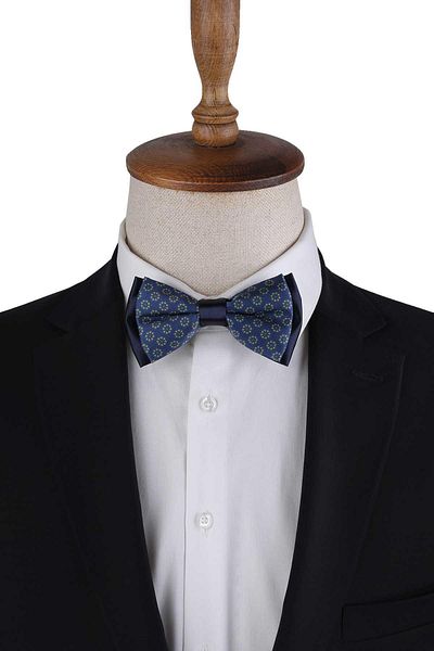 La Pescara Blue Polka Dot Pattern Bow Tie P1975