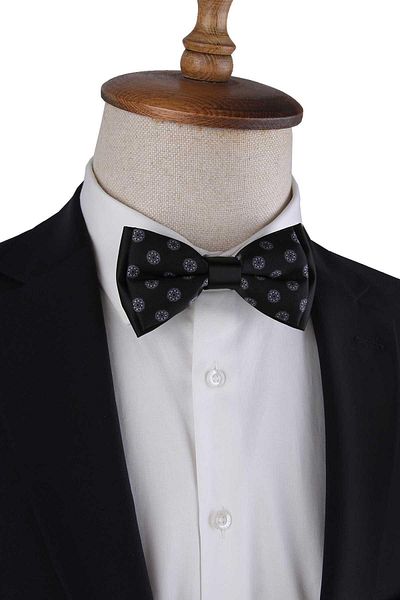 La Pescara Black Polka Dot Pattern Bow Tie P1967