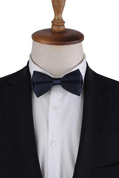 La Pescara Navy Blue Dot Pattern Bow Tie P1970