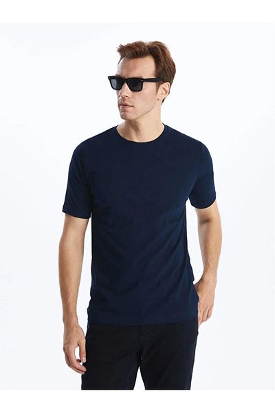 Tight Lady Ανδρικό μπλουζάκι απλό Navy Blue από 100% οργανικό βαμβάκι - κανονική εφαρμογή