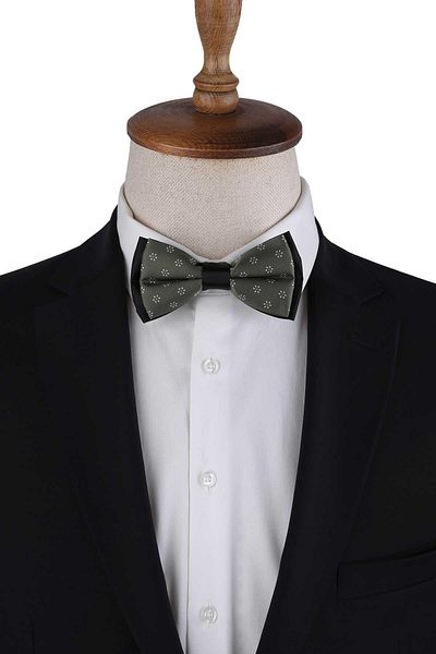 La Pescara Green Flower Pattern Bow Tie P1978