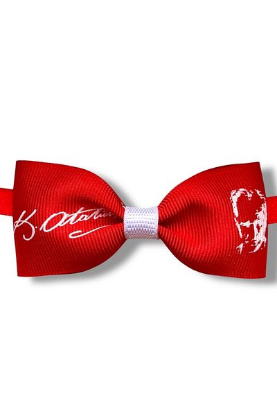 CNBYs 23 April Turkish Flag Atatürk Bow Quality Grosgrain Ribbon Bow Tie