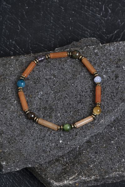 OSMANLI DOĞAL TAŞ Certified Apatite, Chrysocolla and Jade Taurus Bracelet