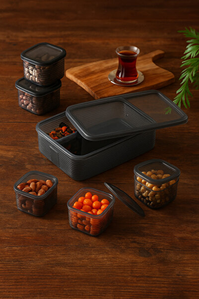 Miabella Home Breakfast Set, 7 Pieces with Leak Proof Lids, Storage Container, Snack Bowl, Breakfast