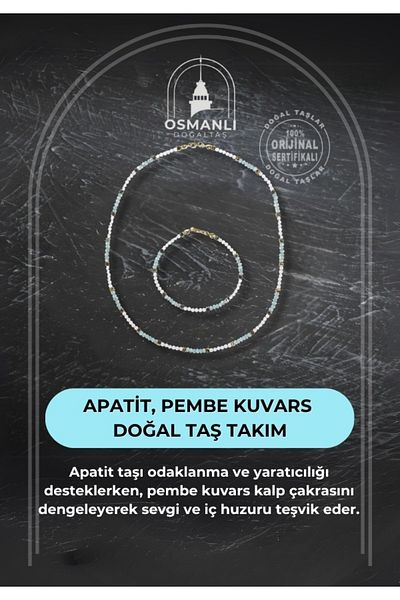 OSMANLI DOĞAL TAŞ Certified Apatite and Pink Quartz Natural Stone