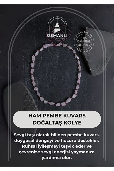 OSMANLI DOĞAL TAŞ Certified Raw Pink Quartz Natural Stone