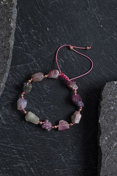 OSMANLI DOĞAL TAŞ Certified Raw Tourmaline Natural Stone Adjustable Bracelet