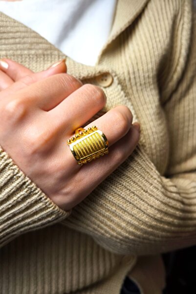 BEYZA DERELİ TAKI AKSESUAR 22 Ayar Fiziki Altın Kaplama Dorikalı Hasır Yüzük