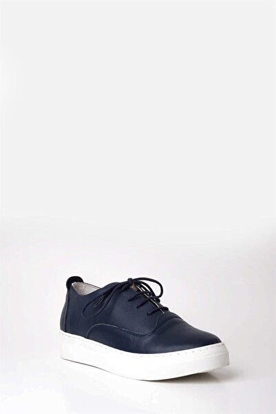 Deripabuc Genuine Leather Navy Blue Women's Leather Sneaker Vns-M01