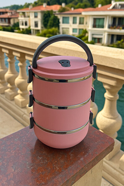 Davet Freshbox 3 Katlı Sızdırmaz Yemek Termosu Modern Sefer Tası Pembe Tek Ki...