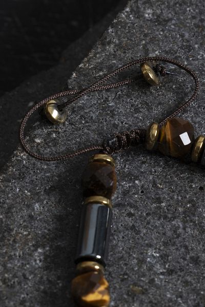OSMANLI DOĞAL TAŞ Certified Tiger Eye and Hematite Natural Stone Bracelet