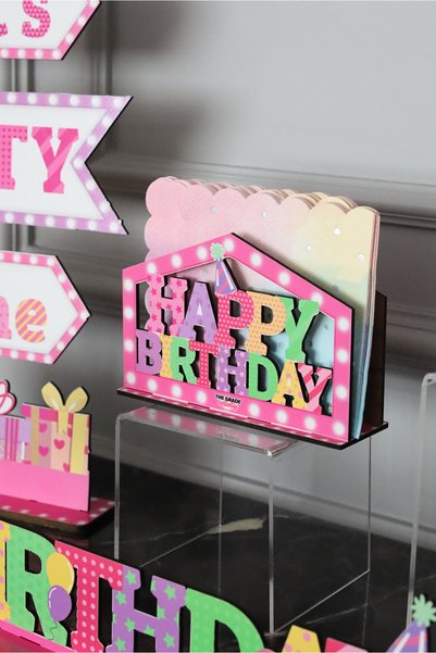 The Grade Activity Pink Happy Birthday Napkin Holder Birthday Ornaments Birthday Party Concept Pink Birthday Ornaments