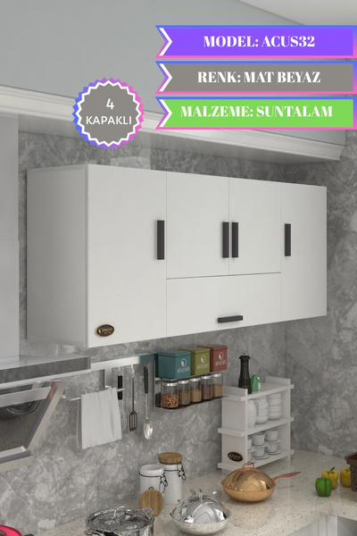 Kenzlife Hazır Mutfak Acus32 Byz 060*150*32 Mutfak Banyo Dolabı Kapaklı Raflı