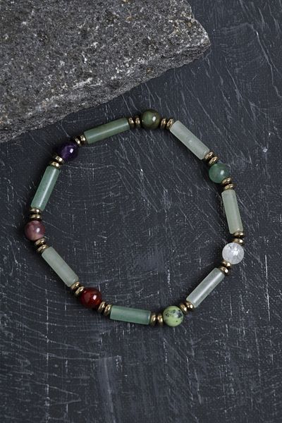 OSMANLI DOĞAL TAŞ Certified Aventurine and Aries Natural Stone Bracelet