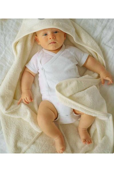 Alpar Tekstil 100% Cotton Beige/Teddy Bear Girl-Boy Bath Towel - Soft Swaddle