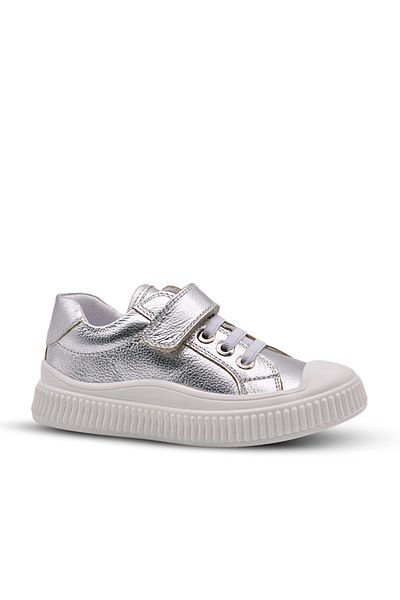 kids A more Blair Genuine Leather Anatomical Girls' Casual Shoes Silver Color