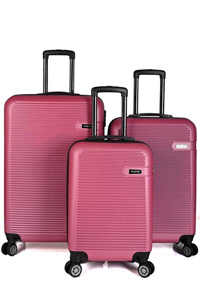 DERİEND Deriend 3000 Unisex 3'Lü Valiz Seti Gül Kurusu