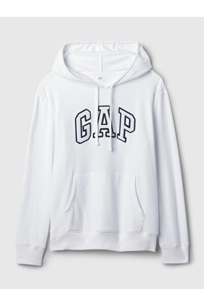 GAP Kadın Beyaz Logo Havlu Kumaş Sweatshirt