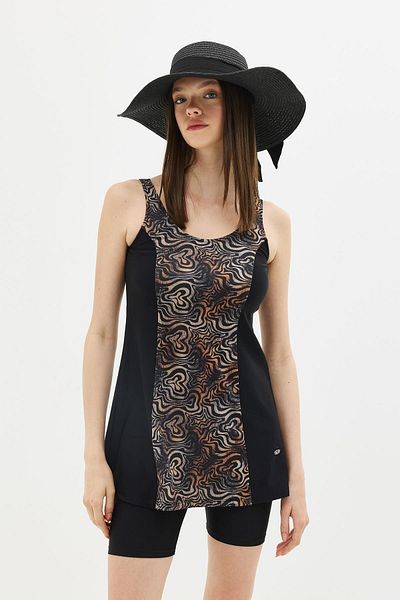 C&City Tights Dress Swimsuit C14384 Black/Brown