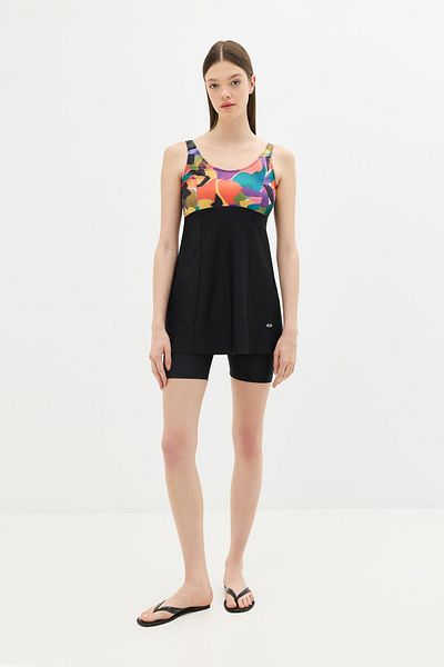 C&City Tights Dress Swimsuit C14380 Black/Multicolor