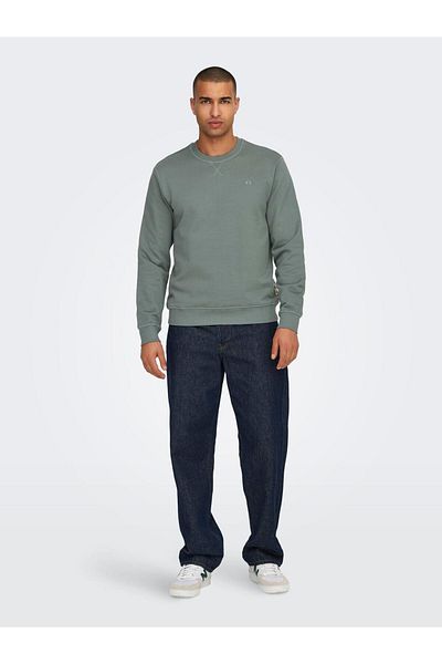 Only & Sons Ανδρικό φούτερ ανοιχτό πράσινο - 22030384   Unbrushed Onsdan Reg
