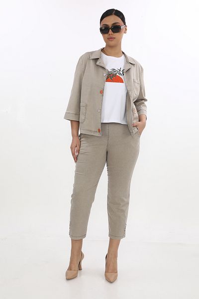 EXİTLİNE Women's Triple Summer Mink Suit Jacket Pants Tshirt