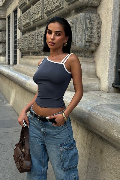 World Fashion Trends Flexible Crop Blouse - Single Shoulder, Double Straps
