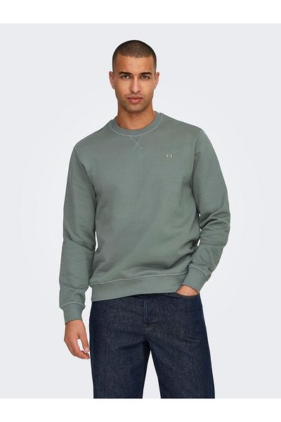 Only & Sons Ανδρικό φούτερ ανοιχτό πράσινο - 22030384   Unbrushed Onsdan Reg