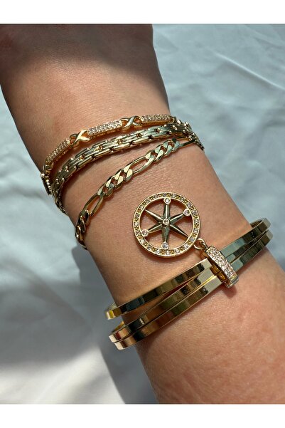 LUSORA ACCESORY Kadın Altın Renkli Taş Detaylı Pusula Figürlü Kolye Ucu Charm...