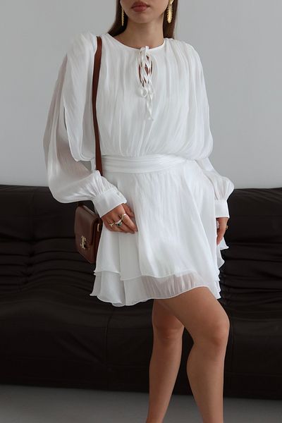 LOISY Mini rochie premium cu volan cu textura strălucitoare pentru femei