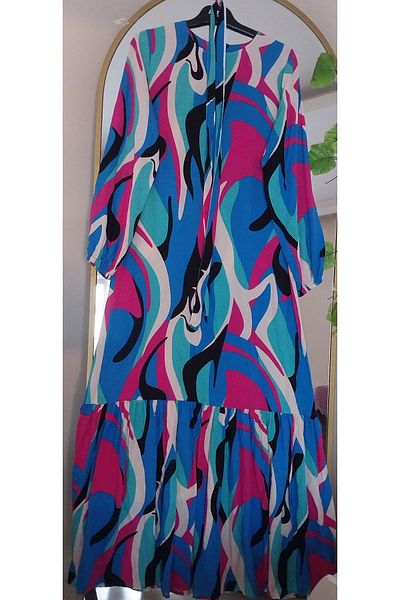 Dagü Design Women's Hijab Long Patterned Ruffled Viscose Fabric