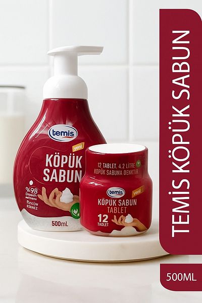 Temis Foam Soap 12 Tablets = 4.2 Liters |   New Generation Foam Liquid Soap Tablet |   Bottle Gift