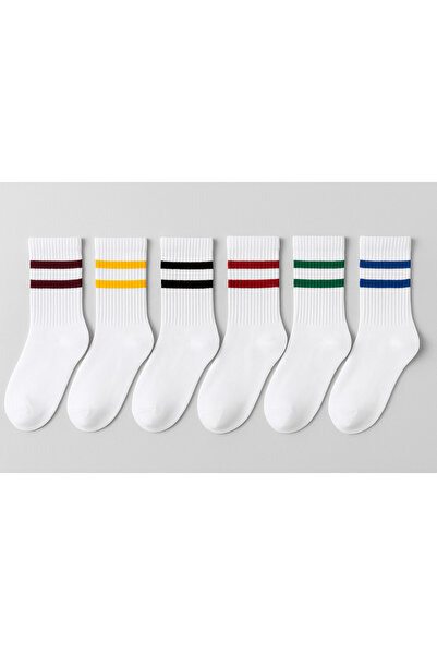 WORTHY SOCKS Опаковка от 6 раирани унисекс памучни тенис чорапи