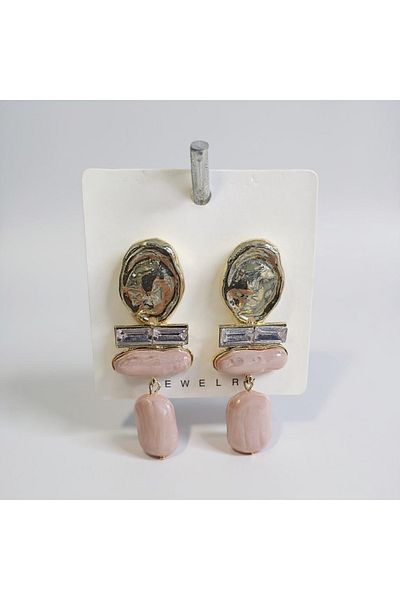 DİLANCA TAKI Design Gold Earrings with Pearls Dangle - 2 Different Color Options Women Accessories