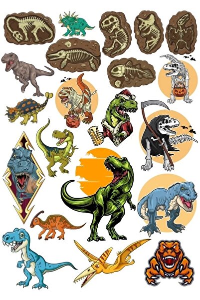 Reysa Tasarım مجموعة ملصقات الديناصورات 6 22 قطعة هاتف، جهاز لوحي، كمبيوتر مح...