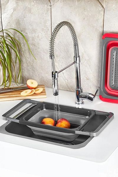 Leony Sliding Extendable Silicone Large Size Foldable Accordion Sink Above Sink Drainer - 6.3 L