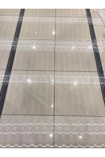 DemArt 20 Metre Ekru Brode Tül Perde Dikişsiz - 1449