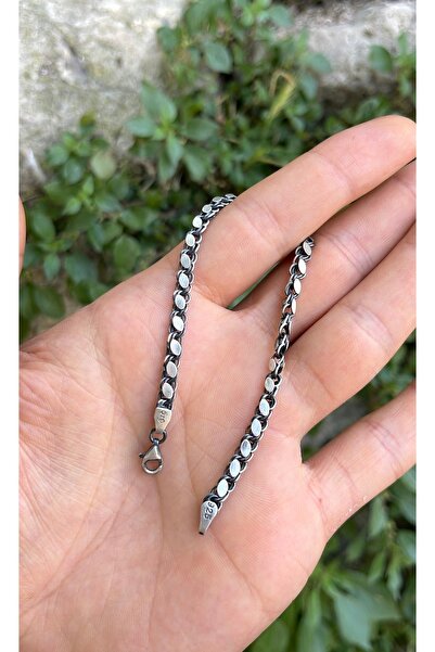 LİNOVE JEWELLERY Oksitli halep Gümüş Bileklik, 925 Ayar Gümüş Erkek Oksitli B...