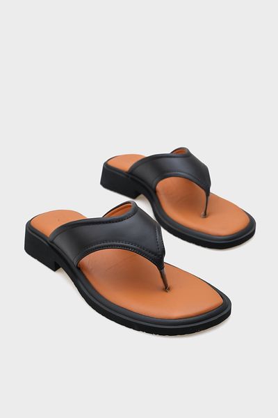Capone Outfitters Genuine Leather Flip Flops Comfort Short Heeled Women's Slippers