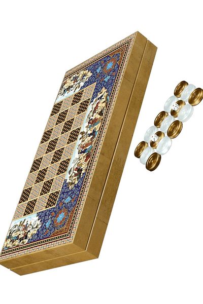 Miajima Old Age Patterned Backgammon Set Large Size + Wooden Stamp Gift