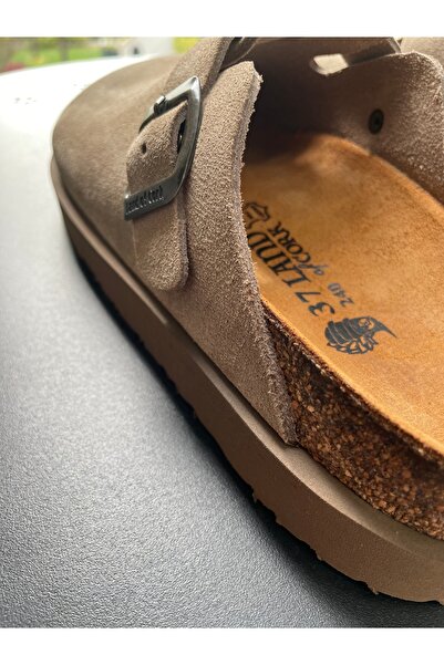 Land of Cork Anatomical Women's High Natural Cork Sole Suede Leather Indoor Slippers